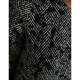Black Chevron Polyester Shift Mini Dress