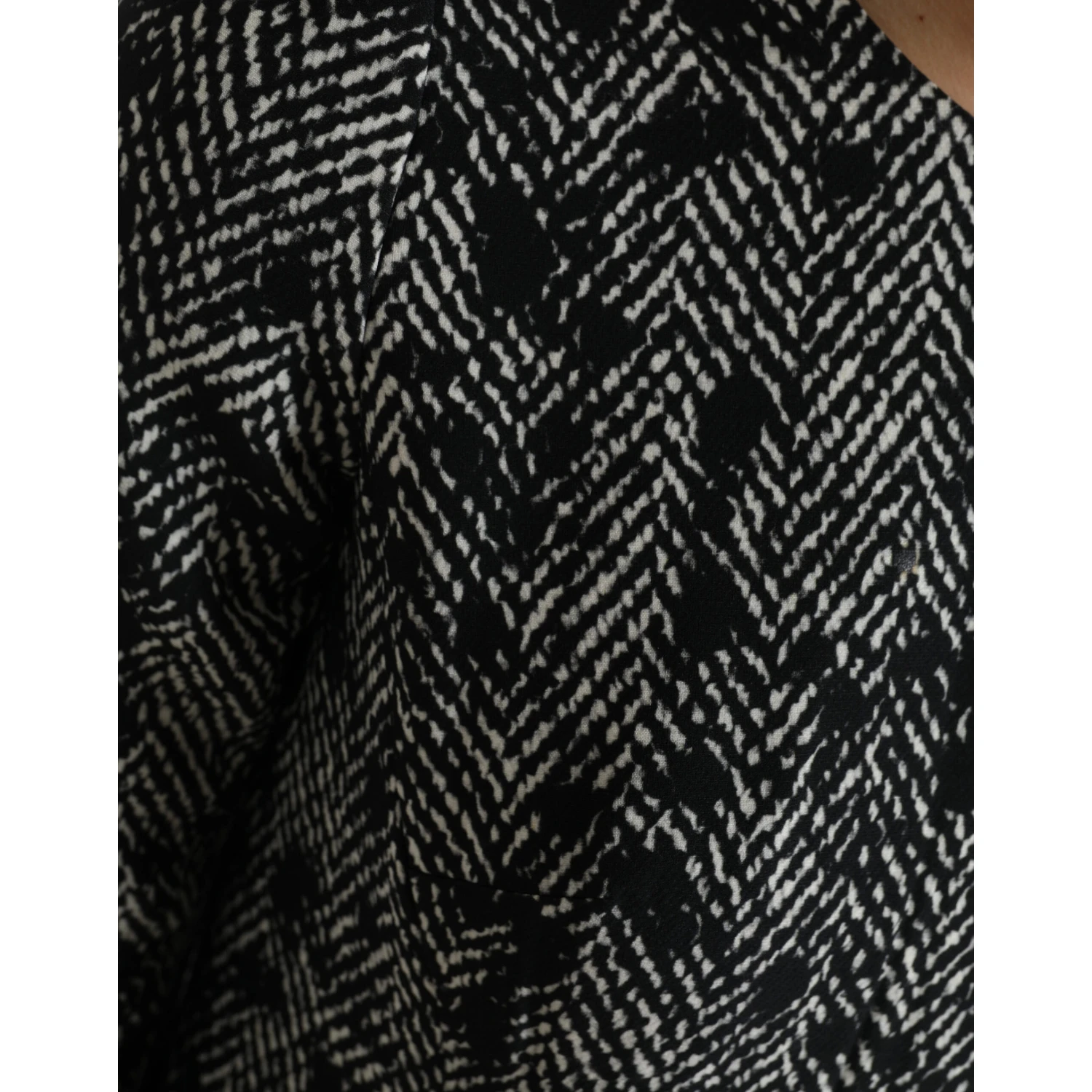 Black Chevron Polyester Shift Mini Dress