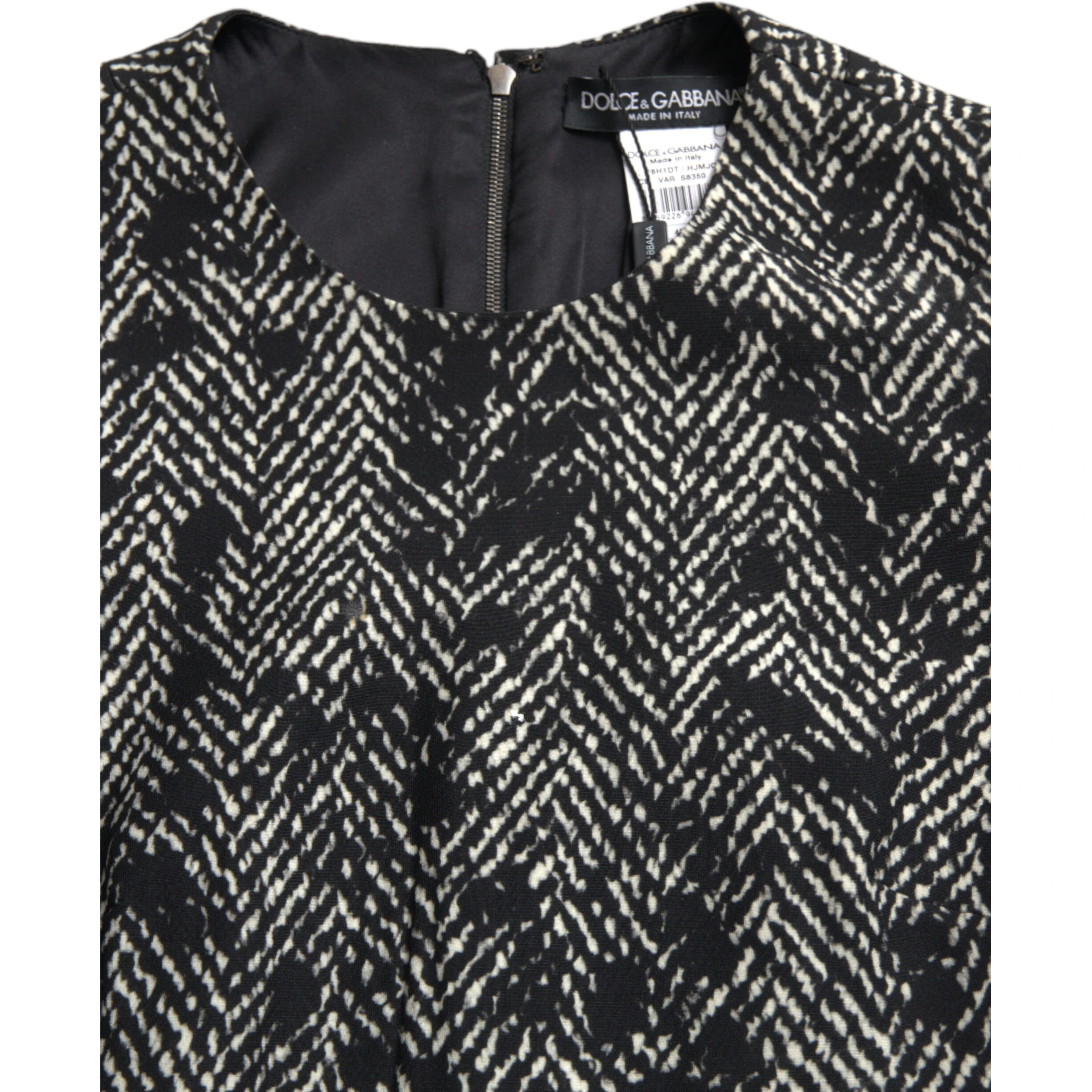 Black Chevron Polyester Shift Mini Dress