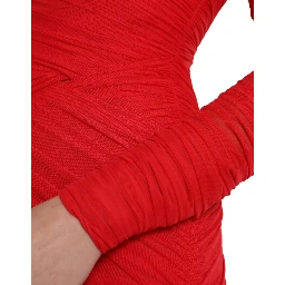 Red Nylon Stretch Cut Out Midi Dress