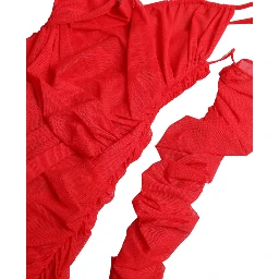 Red Nylon Stretch Cut Out Midi Dress