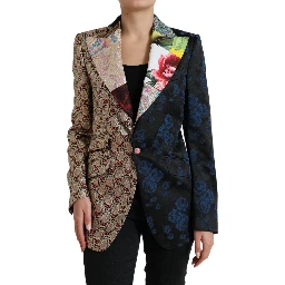 Multicolor Floral Patchwork Jacquard Jacket