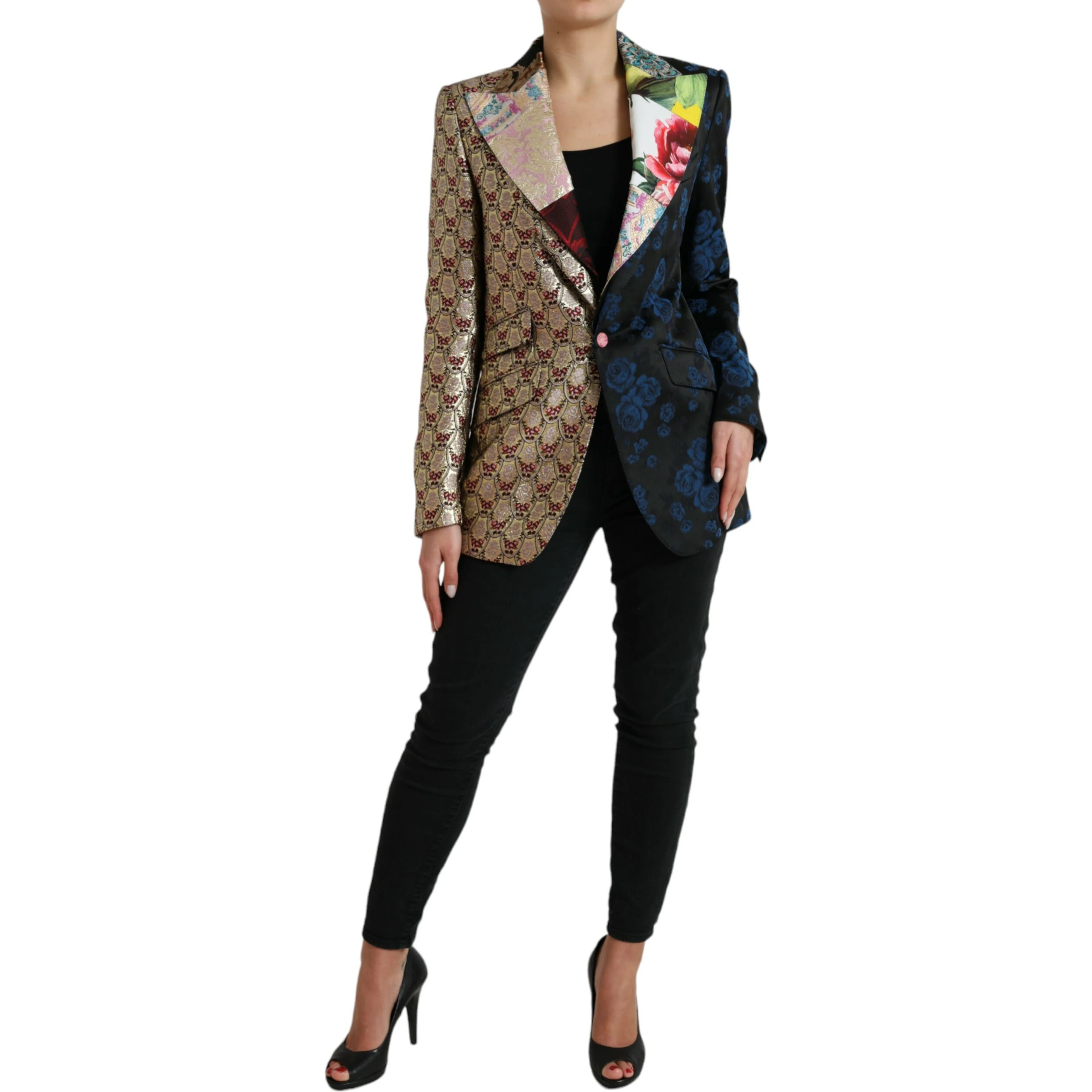 Multicolor Floral Patchwork Jacquard Jacket