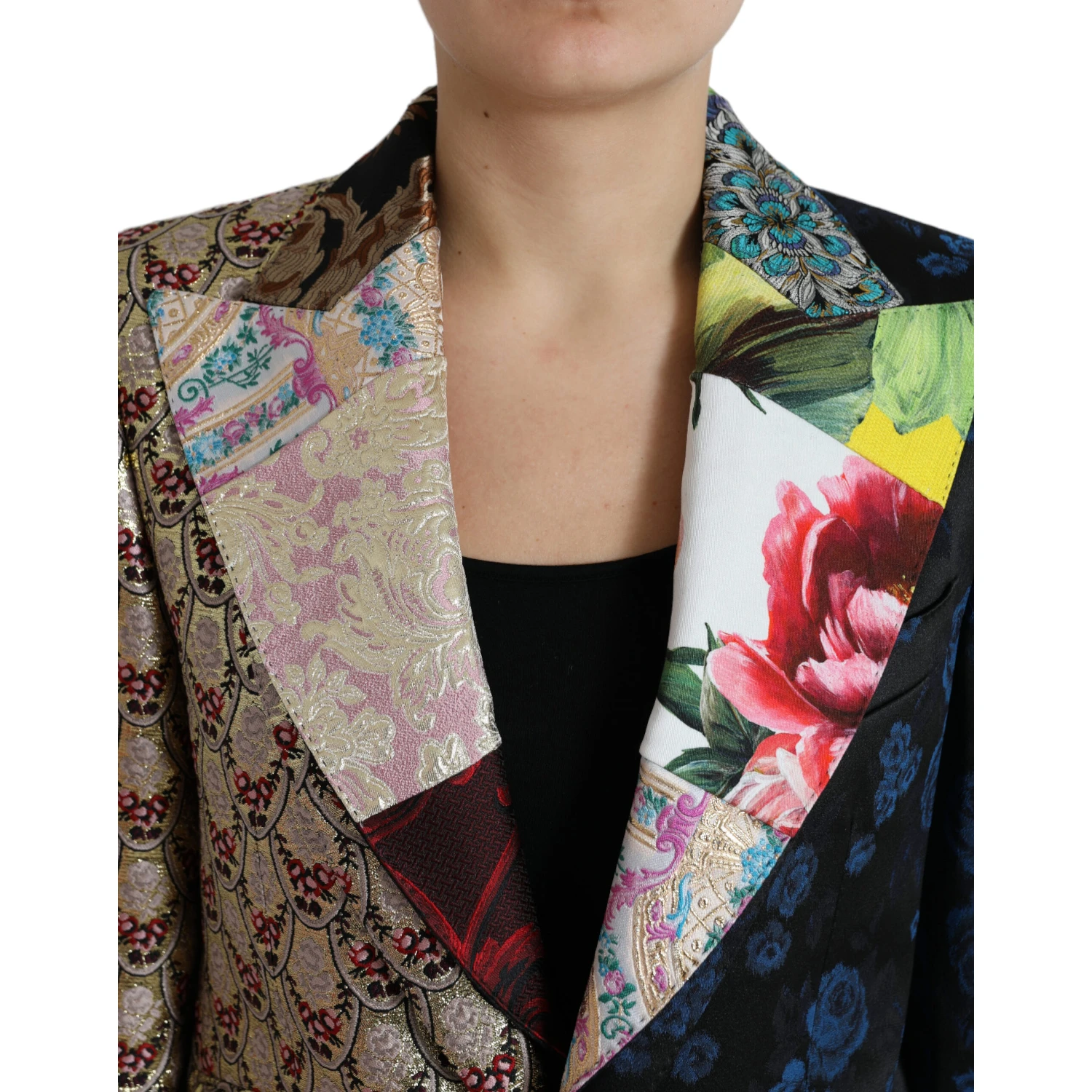 Multicolor Floral Patchwork Jacquard Jacket