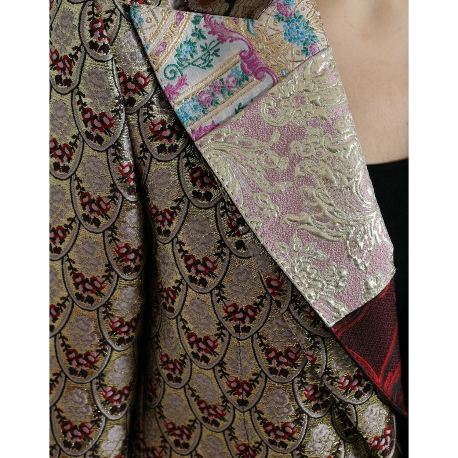 Multicolor Floral Patchwork Jacquard Jacket