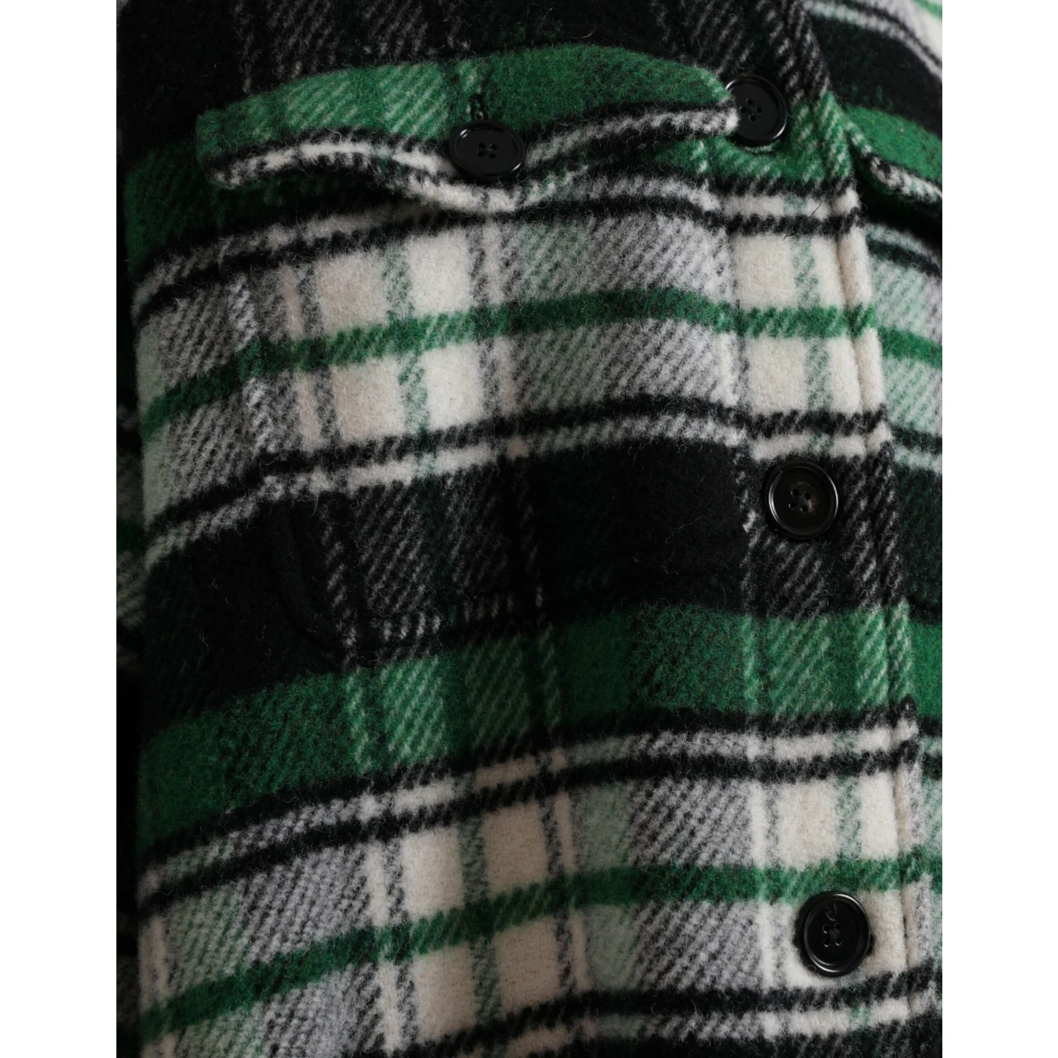 Green Plaid Long Sleeve Casual Coat Jacket