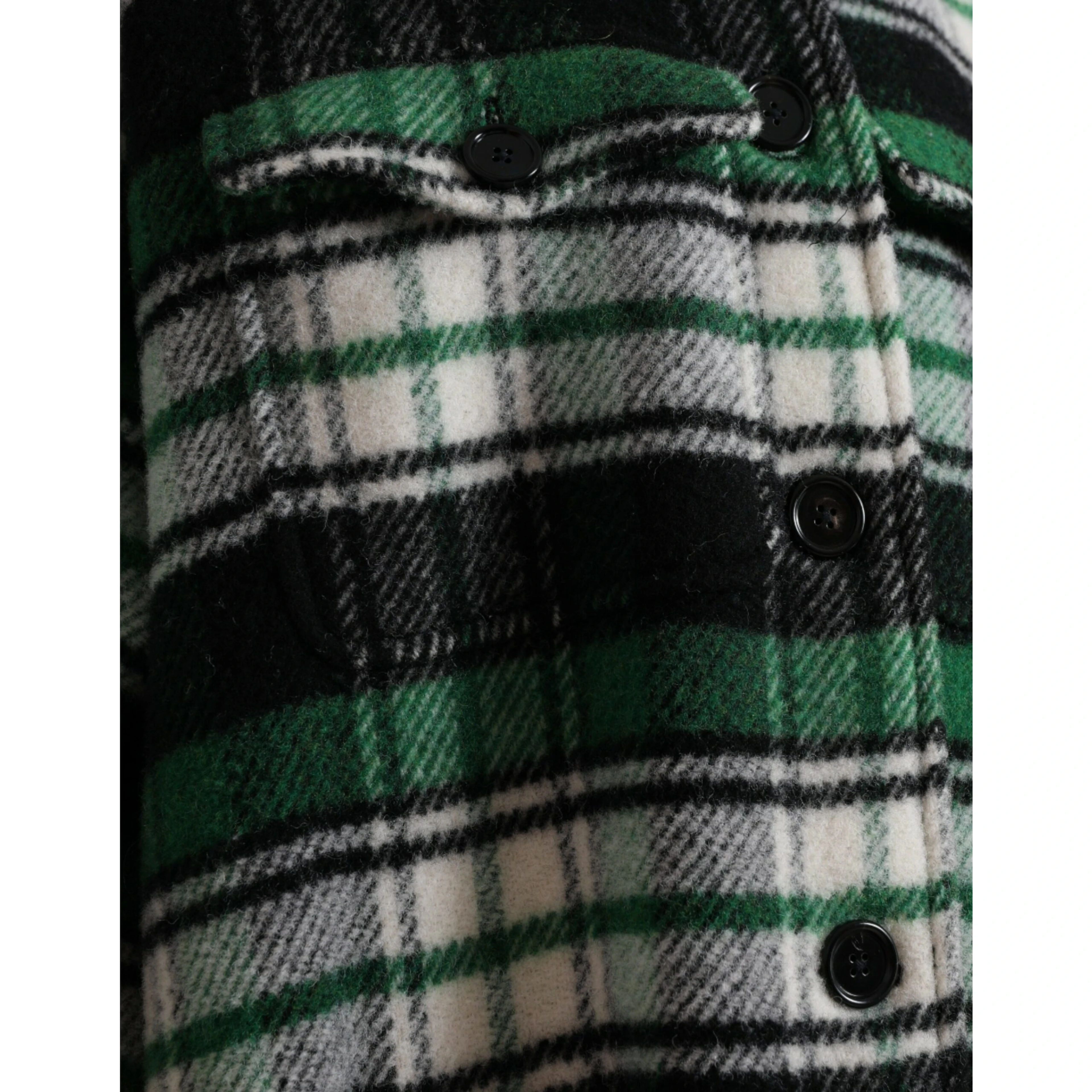 Green Plaid Long Sleeve Casual Coat Jacket