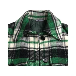 Green Plaid Long Sleeve Casual Coat Jacket
