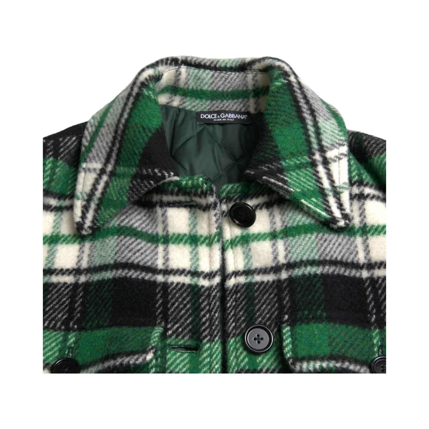 Green Plaid Long Sleeve Casual Coat Jacket