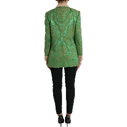 Green Floral Double Breasted Coat Jacket
