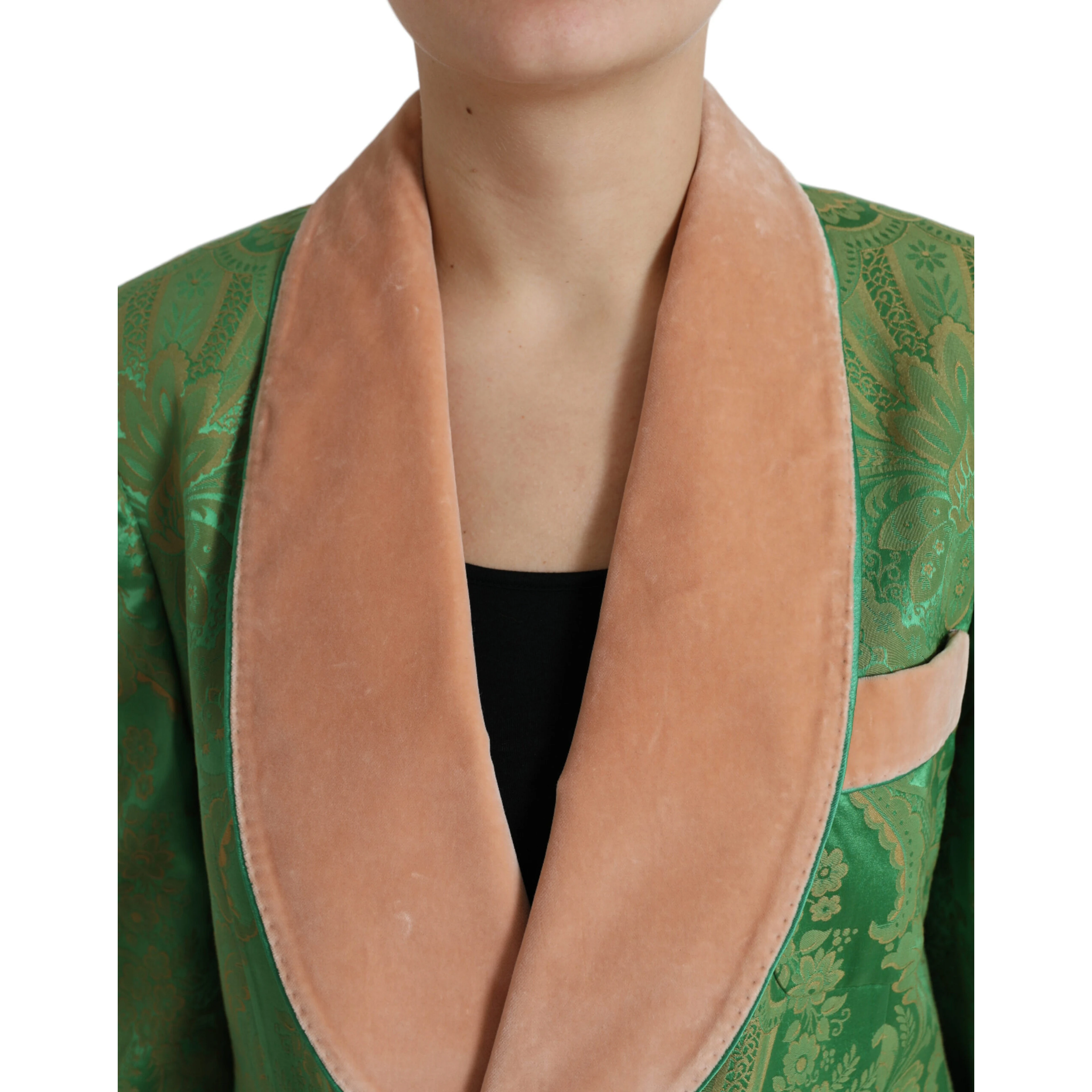 Green Floral Double Breasted Coat Jacket