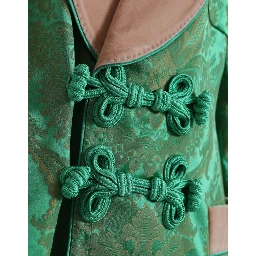 Green Floral Double Breasted Coat Jacket