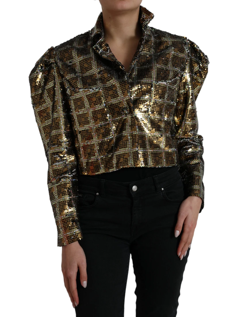 Multicolor Polyester Sequined Cropped Jacket