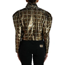 Multicolor Polyester Sequined Cropped Jacket