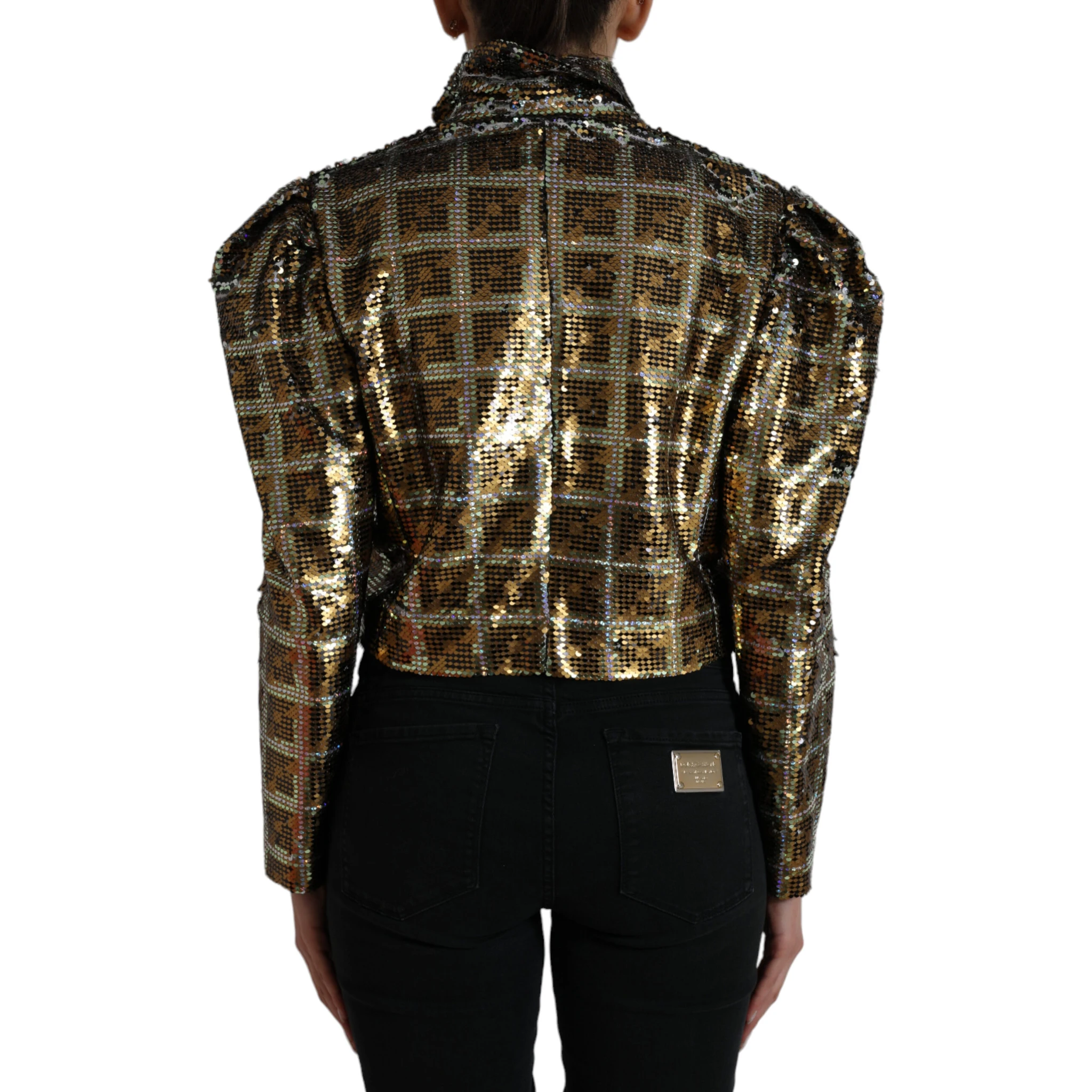Multicolor Polyester Sequined Cropped Jacket