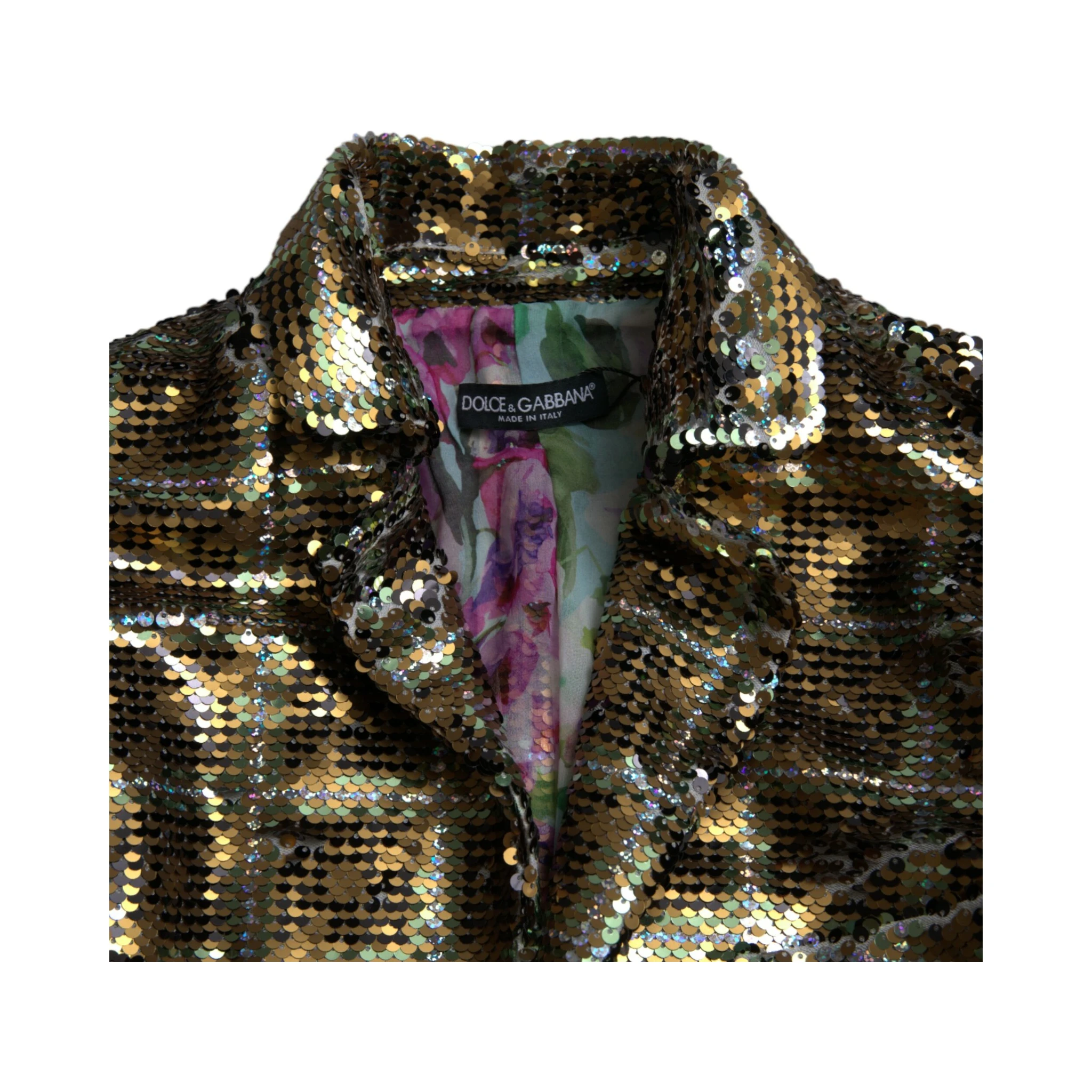 Multicolor Polyester Sequined Cropped Jacket