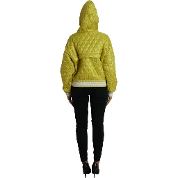 Yellow Nylon Quilted Hooded Pullover Jacket