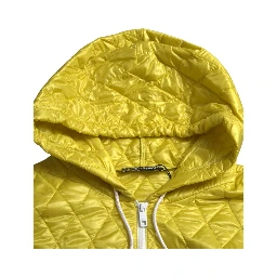 Yellow Nylon Quilted Hooded Pullover Jacket