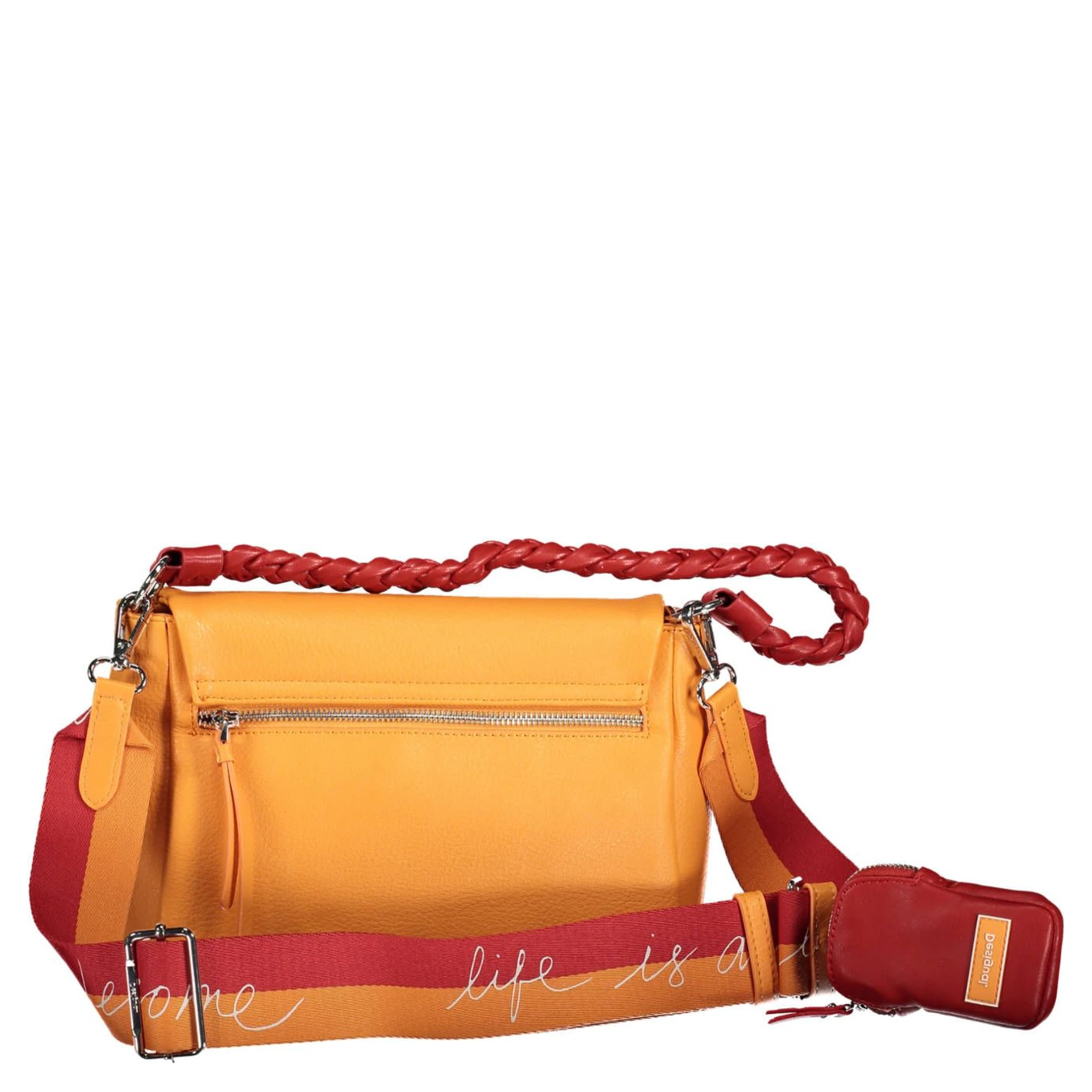 Orange Polyurethane Shoulder Bag