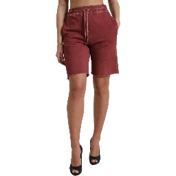 Maroon Cotton High Waist Sweatshorts Shorts