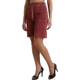 Maroon Cotton High Waist Sweatshorts Shorts