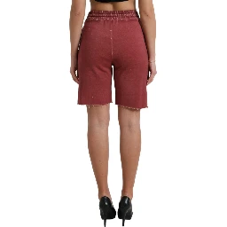 Maroon Cotton High Waist Sweatshorts Shorts