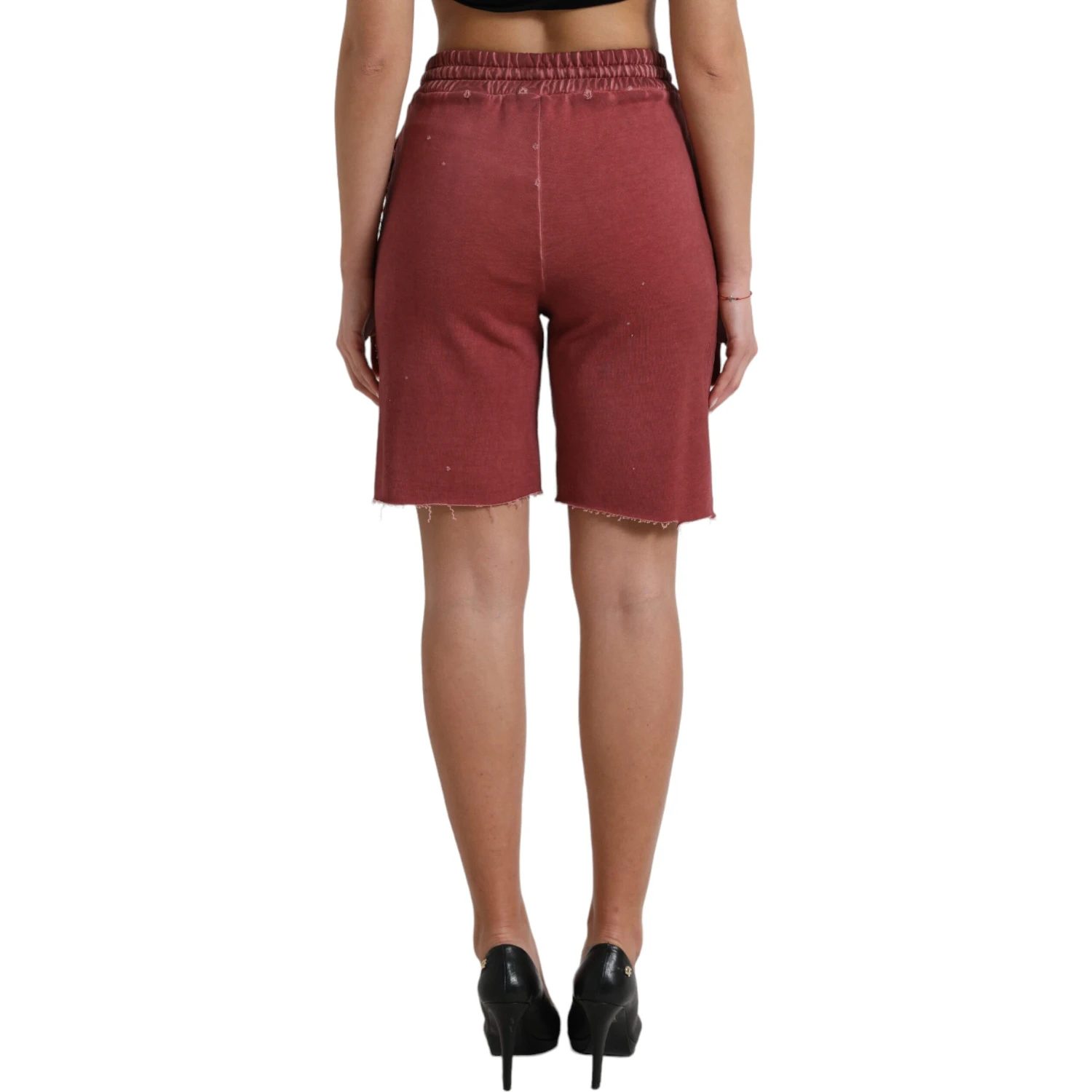 Maroon Cotton High Waist Sweatshorts Shorts