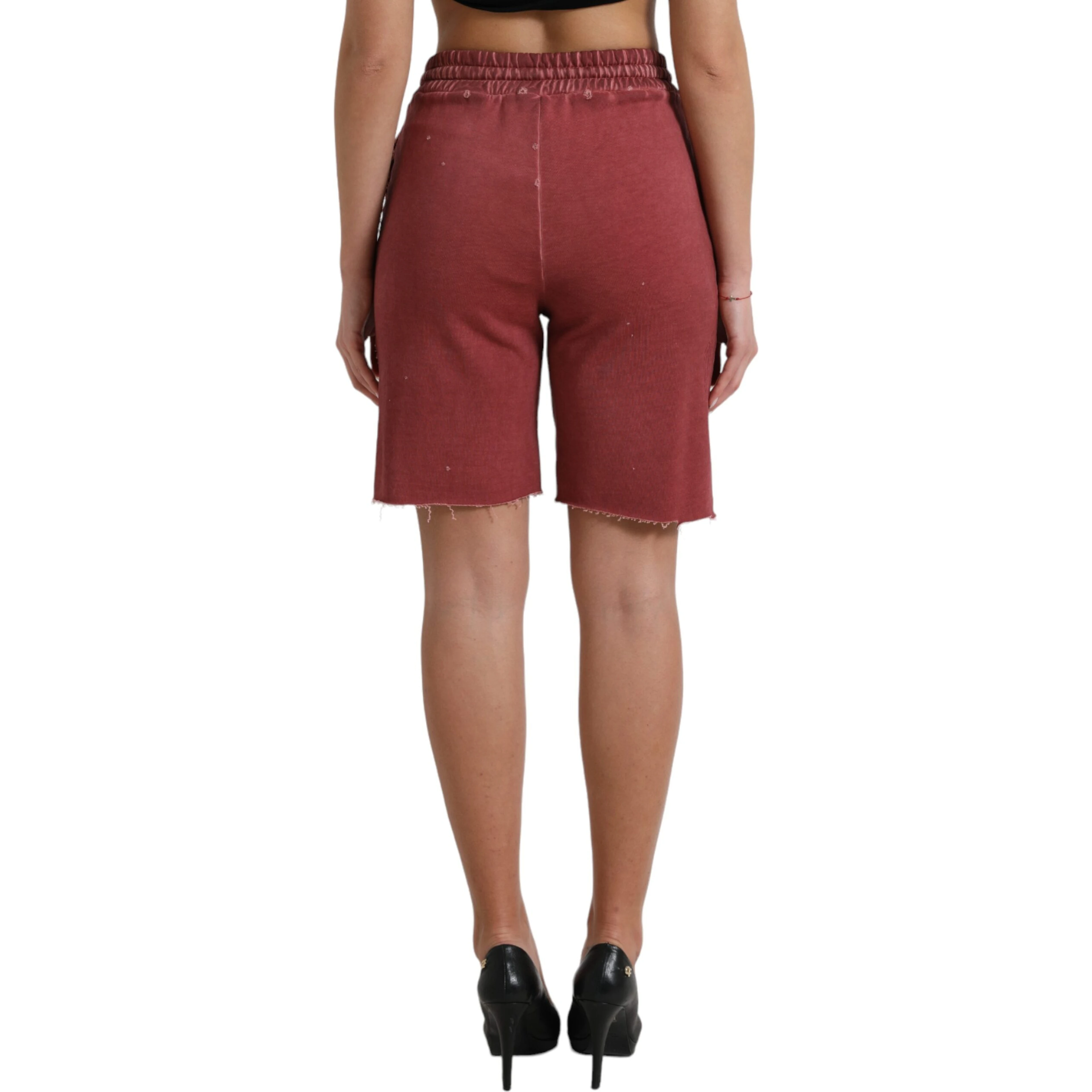 Maroon Cotton High Waist Sweatshorts Shorts