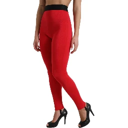 Red Nylon DG Logo Slim Leggings Pants