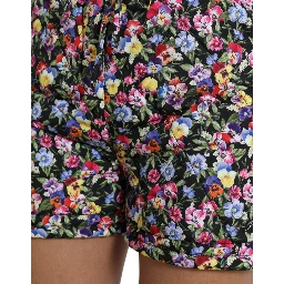 Multicolor Floral High Waist Hot Pants Shorts