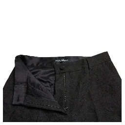 Black Polyester High Waist Tapered Pants