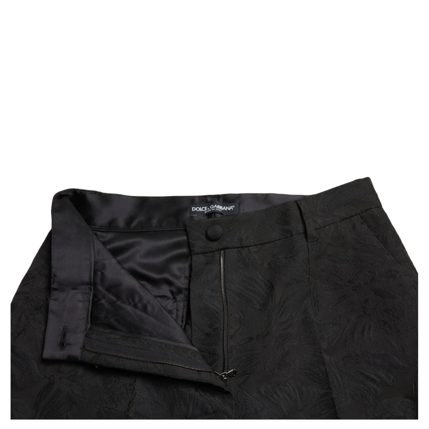 Black Polyester High Waist Tapered Pants