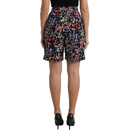 Black Floral High Waist Hot Pants Shorts