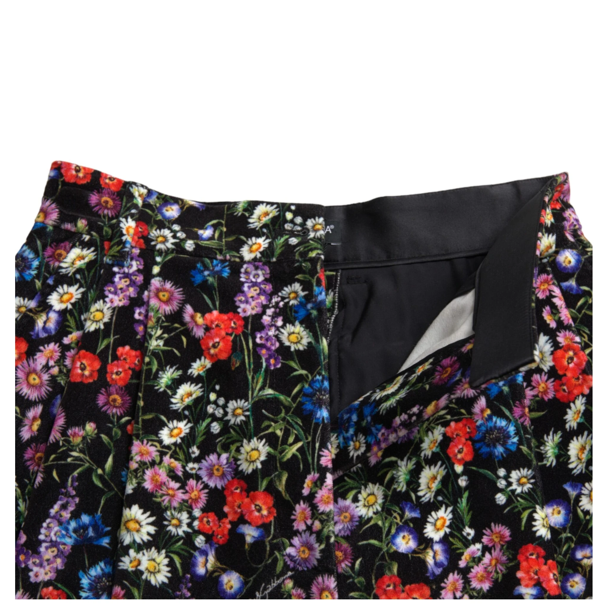 Black Floral High Waist Hot Pants Shorts