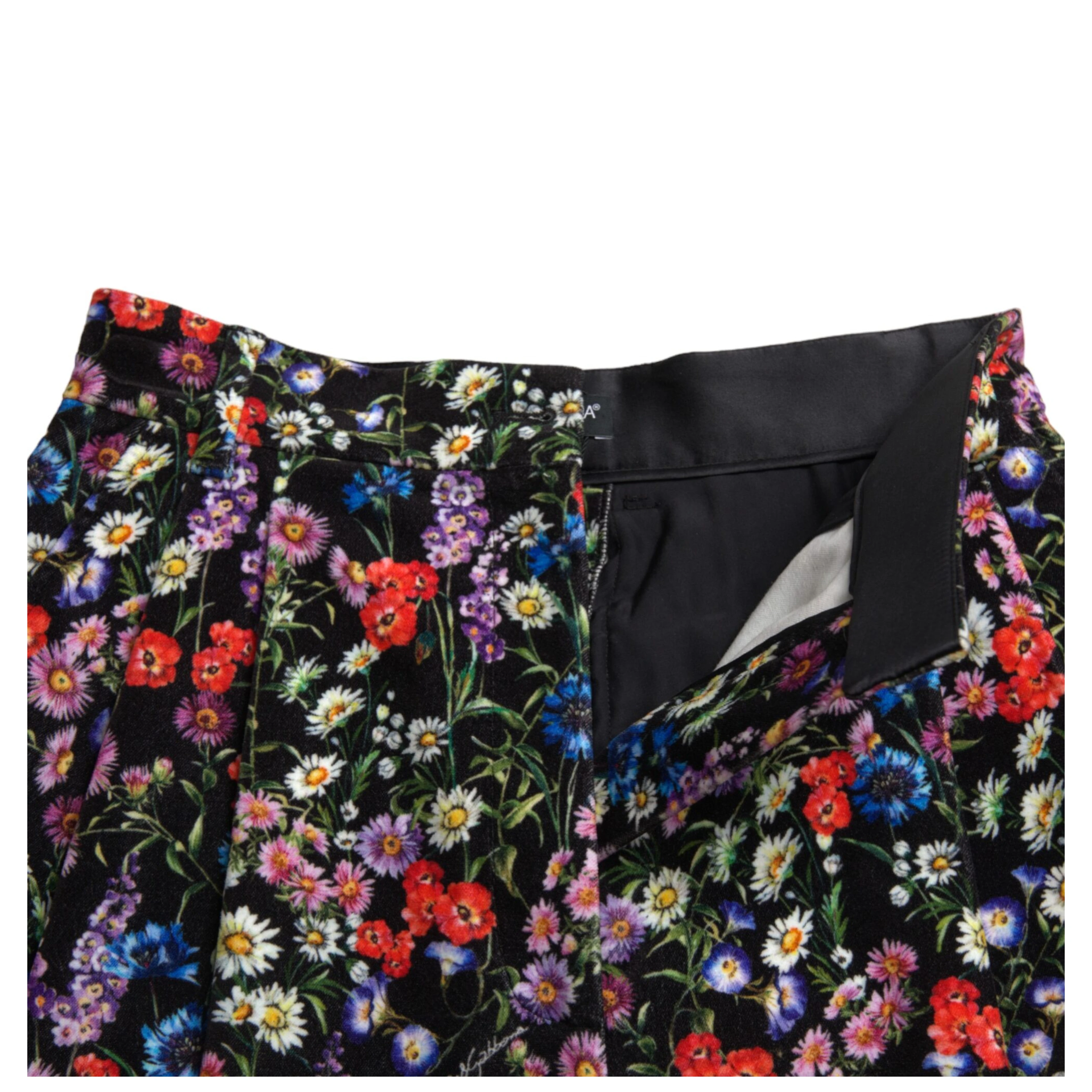 Black Floral High Waist Hot Pants Shorts