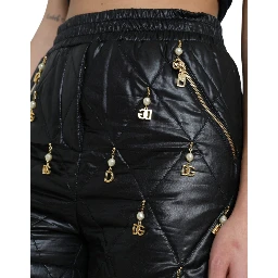 Black Embellished High Waist Hot Pants Shorts