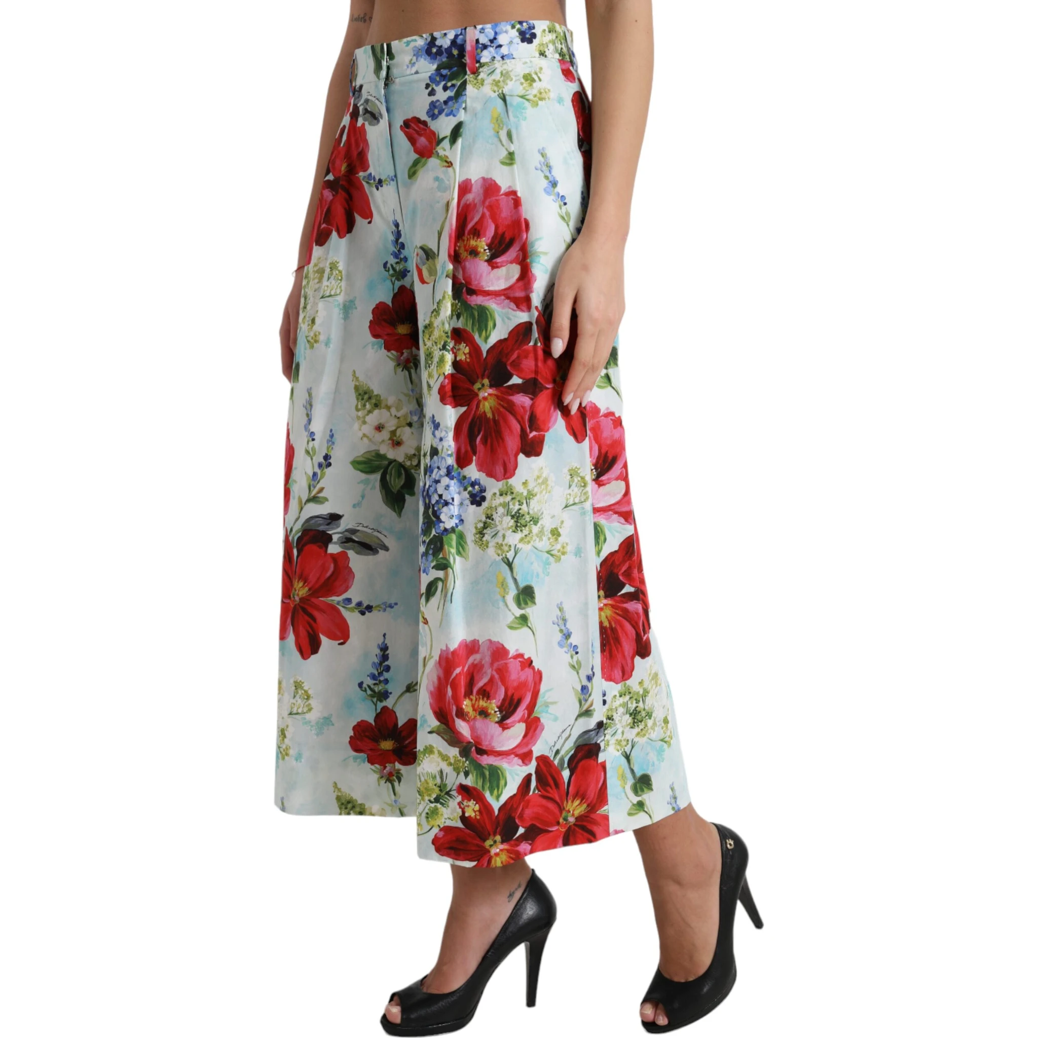 Multicolor Floral High Waist Wide Leg Pants