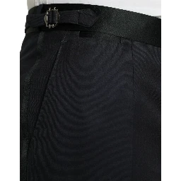 Blue Wool Cropped Tapered Pants