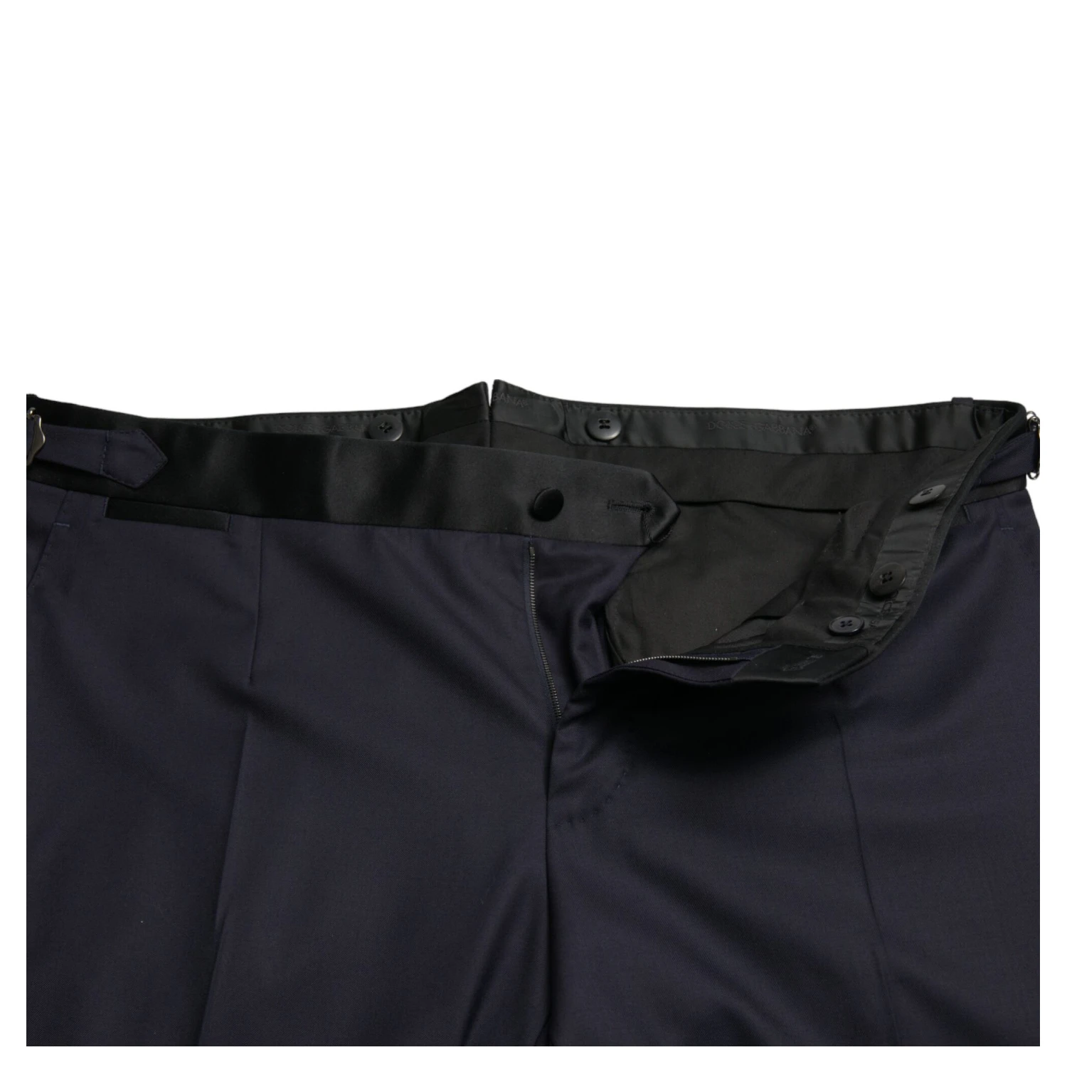 Blue Wool Cropped Tapered Pants