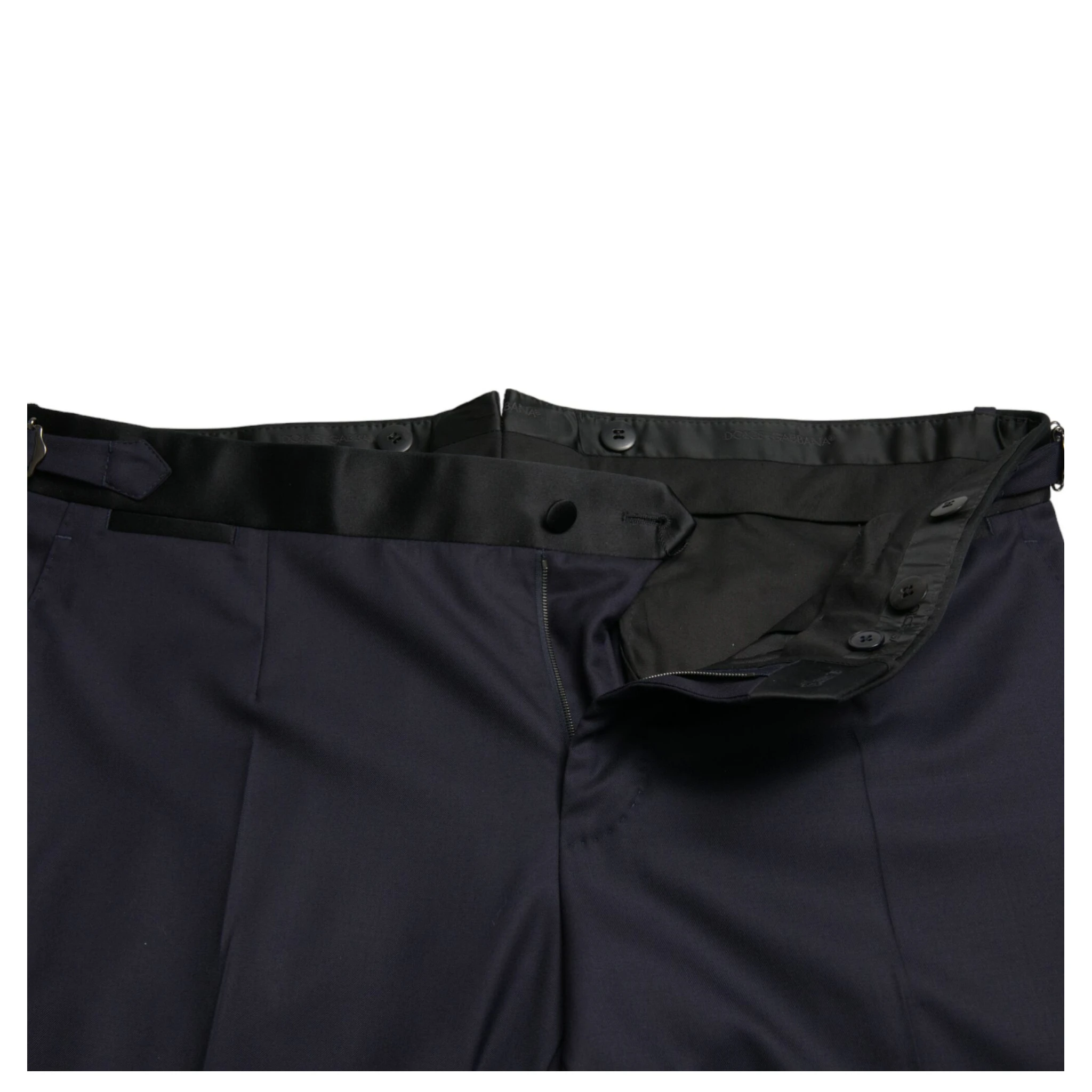 Blue Wool Cropped Tapered Pants