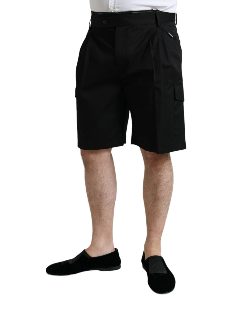 Black Cotton Stretch Cargo Bermuda Shorts alternative