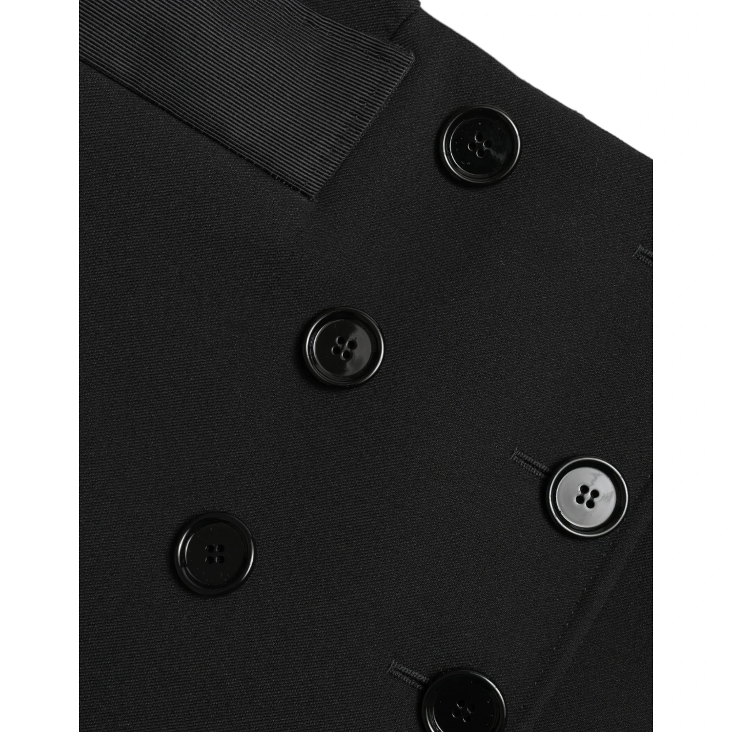 Black Wool Button High Waist Aline Mini Skirt