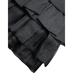 Black Tiered Aline High Waist Silk Mini Skirt
