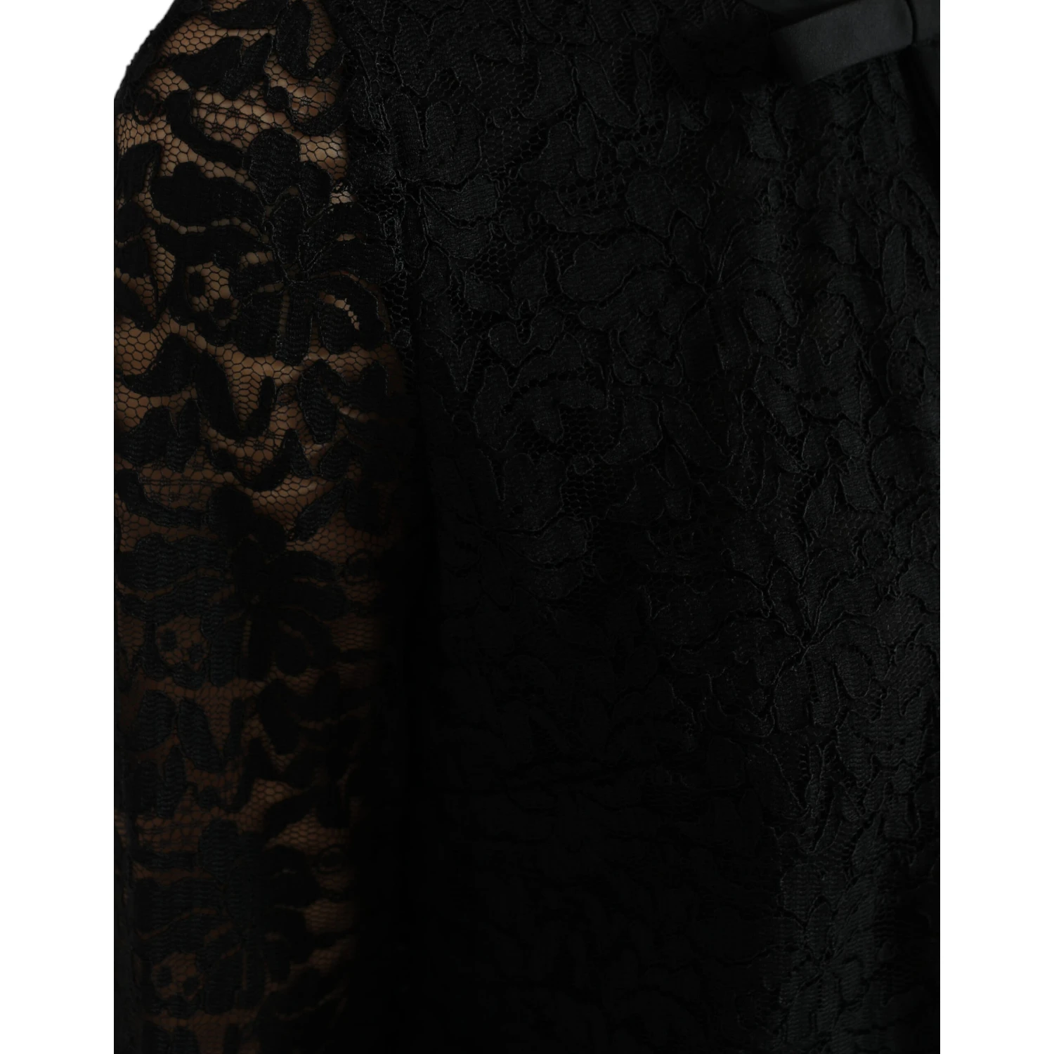 Black STAFF Blouse Floral Lace Nylon Top