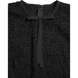 Black STAFF Blouse Floral Lace Nylon Top