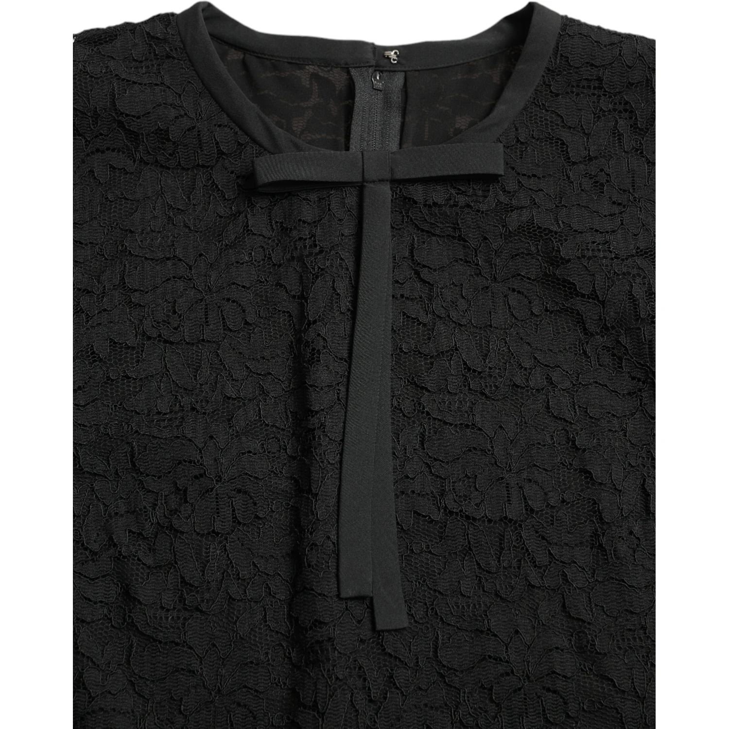 Black STAFF Blouse Floral Lace Nylon Top