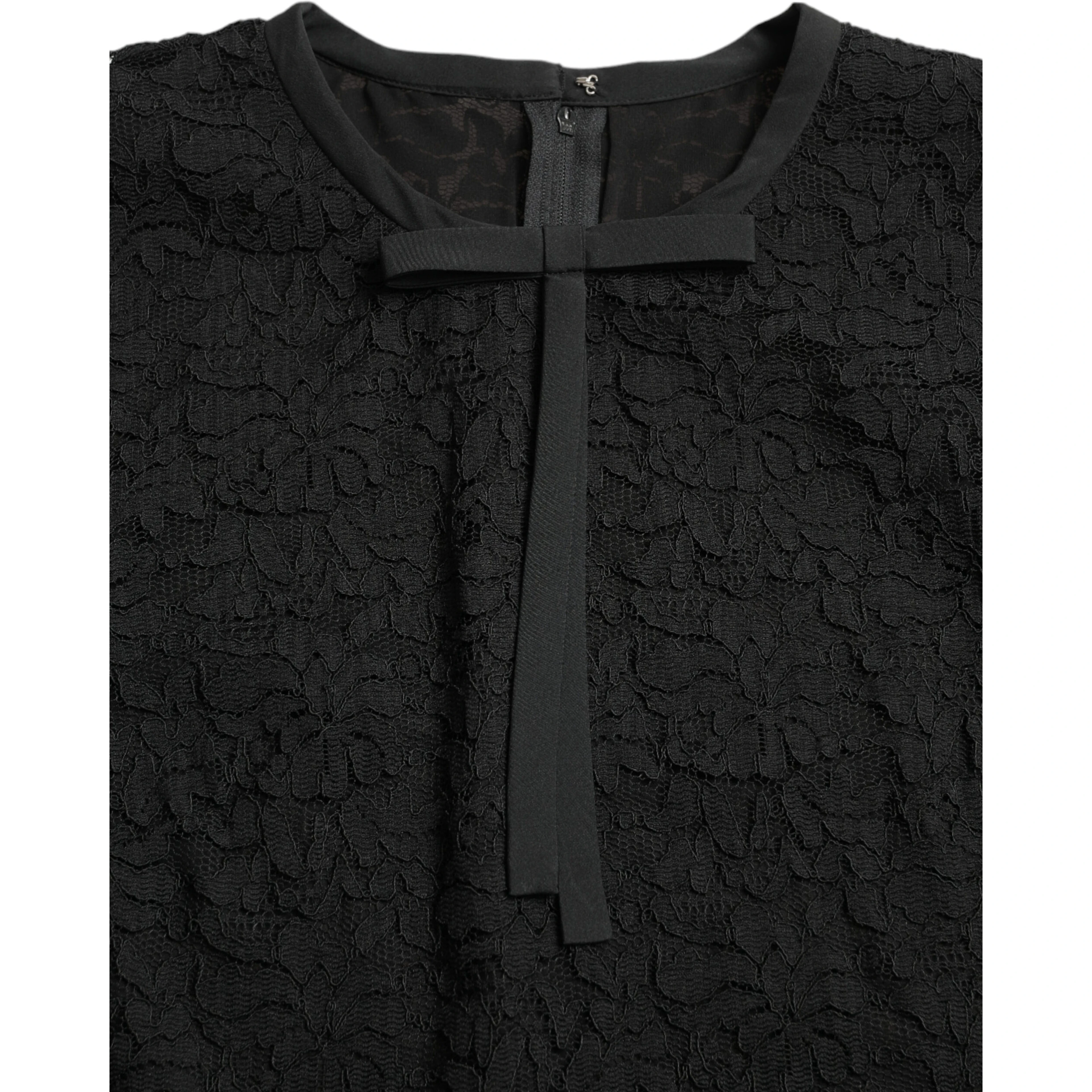 Black STAFF Blouse Floral Lace Nylon Top