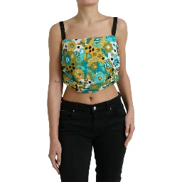 Multicolor Floral Sleeveless Cropped Top