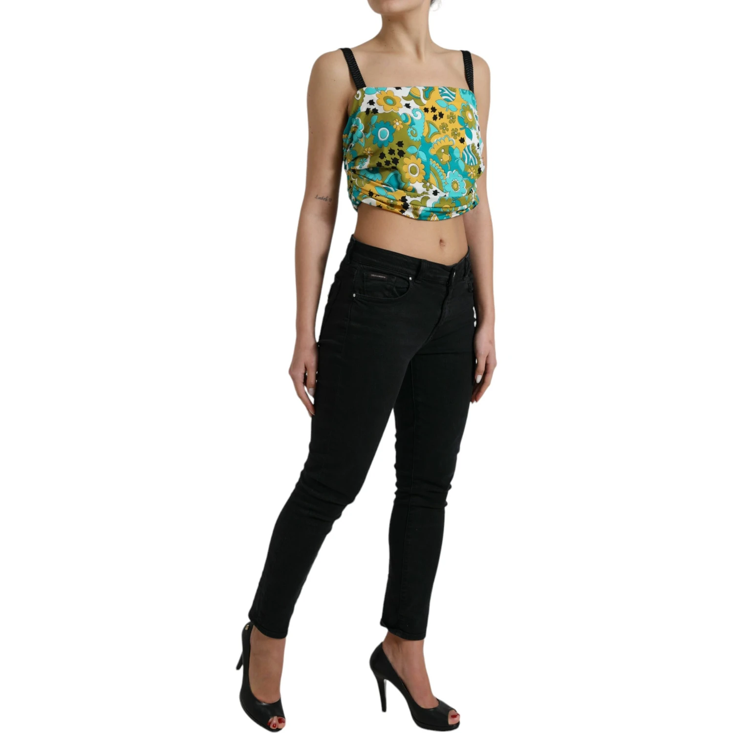 Multicolor Floral Sleeveless Cropped Top