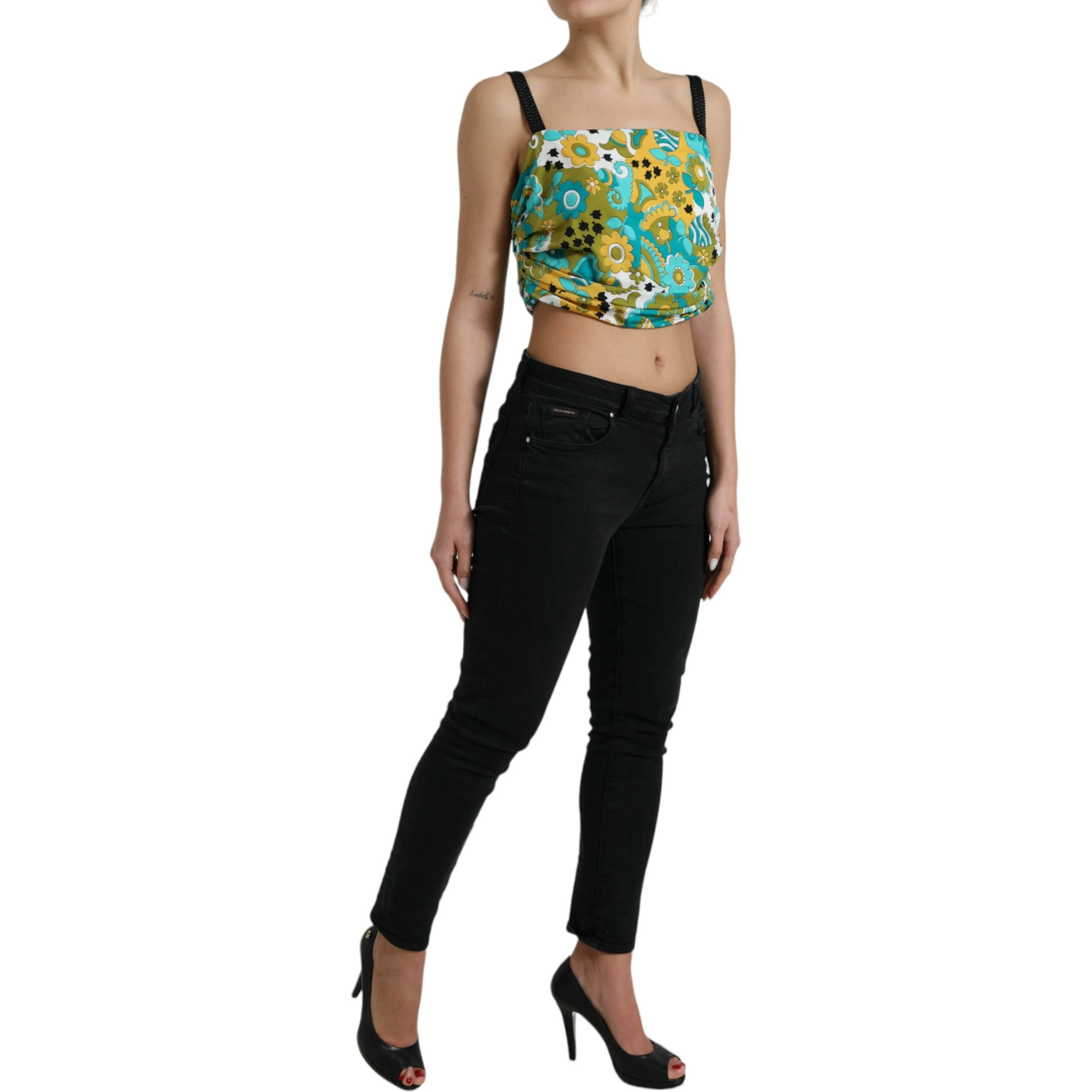 Multicolor Floral Sleeveless Cropped Top